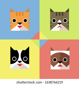 The Cute Cats geometric vector 