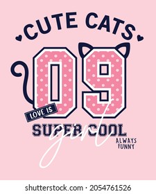 Cute Cats, Girls Graphic Tees Vector Designs And Other Uses