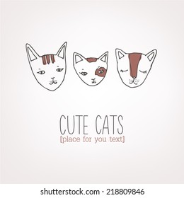 cute cats hand drawn illustration