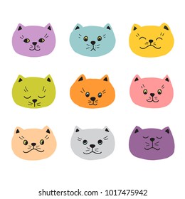 cute cats, hand drawn, vector illustration.
