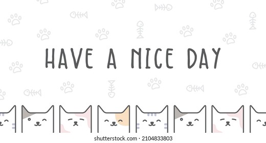 Cute cats with have a nice day typography background vector