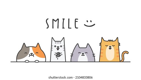 Cute cats with have a nice day typography background vector