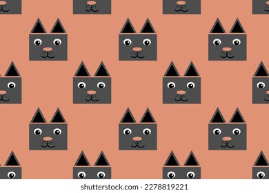 CUTE CATS HEADS SEAMLESS VECTOR PATTERN FOR DESIGN AND DECORATION