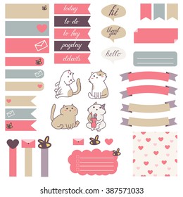 cute cats heart pattern pastel pink stock vector royalty free 387571033 shutterstock