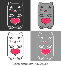 Cute cats with hearts