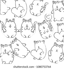cute cats hearts speech bubbles background
