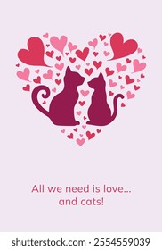 Cute Cats and Hearts Valentine's Day Card