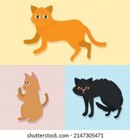 cute cats icons set design