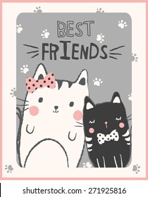 Cute cats illustration for apparel or other uses,in vector.