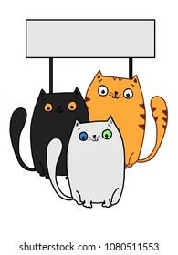 cute cats illustration drawing and banner