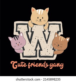 cute cats illustration vector graphic college urban slogan