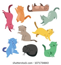 Cute cats illustrations set. Eps10 vector.