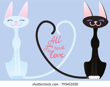 Cute cats with lettering