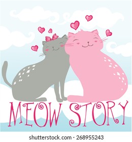 cute cats in love.