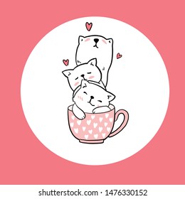 Cute cats love coffee with the vector art