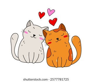 Cute cats in love. Concept for Valentine's day vector illustration