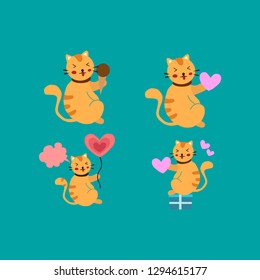 Cute cats in love. Valentines day Vector