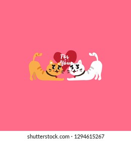 Cute cats in love. Valentines day Vector