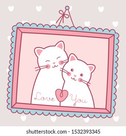cute cats love. valentine's day. vector illustration
