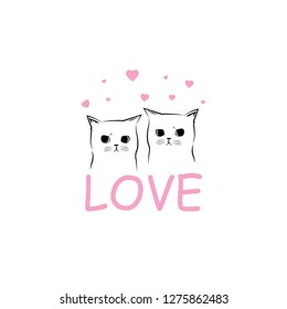 cute cats in love .vector illustration 
