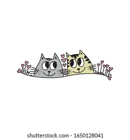 Cute cats love. Vector illustration