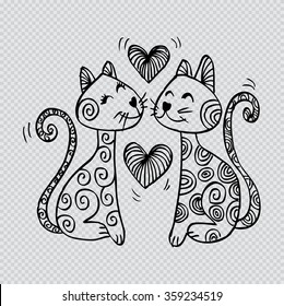 Cute cats in love. Vector illustration