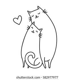 cute cats in love  vector illustration
