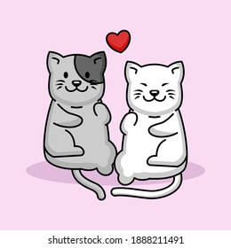 Cute cats mascot love on Valentine's Day