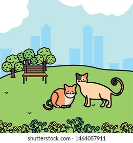 cute cats mascots adorables in the park