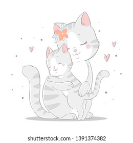 cute cats - mom and kids-mother's day