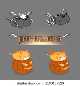 Cute cats on a Halloween .Vector .