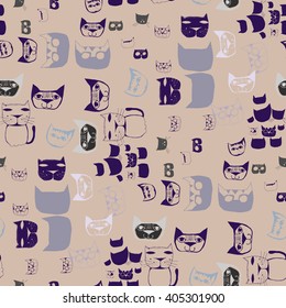 Cute cats on a light brown background.