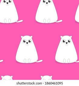 Cute cats on pink background. Seamless pattern
