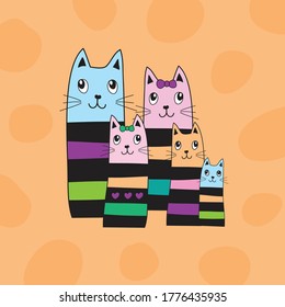 cute cats on polka dots background