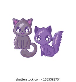 cute cats on white background vector illustration design