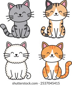 Cute cats on a white background