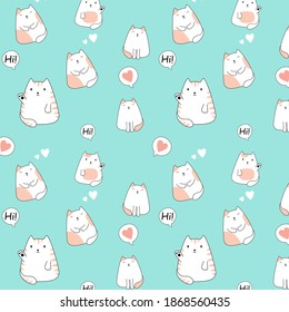 Cute cats pattern. Adorable doodle or cartoon cat. Vector illustration design