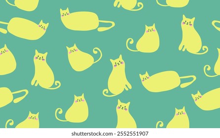 Cute cats pattern background vector design