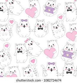 cute cats pattern kawaii character