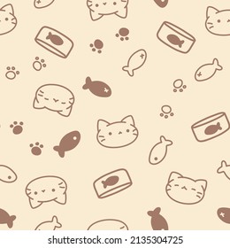 Cute Cats Pattern Seamless Vector