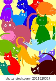 Ilustración vectorial linda del patrón de los gatos. Diseño encantador del animal doméstico del gatito para el Fondo de pantalla, el arte de la pared, la tela, la materia textil, el abrigo y el fondo.