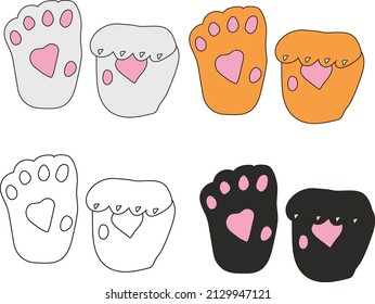 cute cats paws line vector