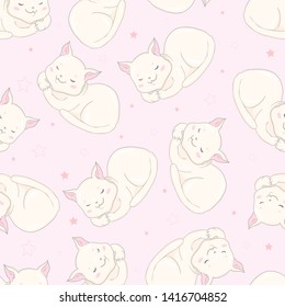 Cute Cats Pet Seamless, Pattern illustrattion