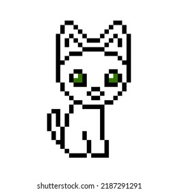 Cute cats Pixel vector illustration on white background.