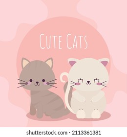 cute cats poster with lettering