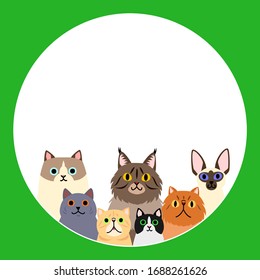 cute cats in round frame design