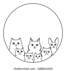 cute cats in round frame design