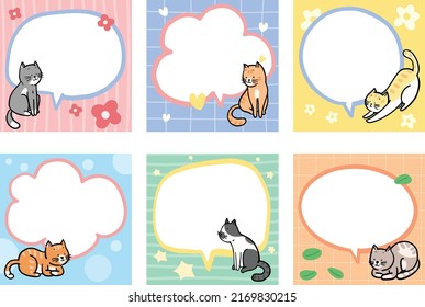 cute cats scrapbook and note paper template vector design