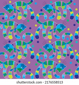 Cute cats. Seamless background for fabrics, textiles, packaging and wallpaper. Vector illustration