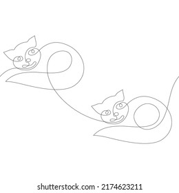 Cute cats seamless one line continuous drawing for sewing, stitching, quilting. Children textile craft pattern. svg